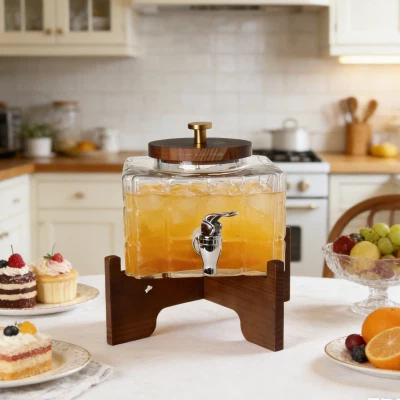 Прямокутний скляний диспенсер для напоїв